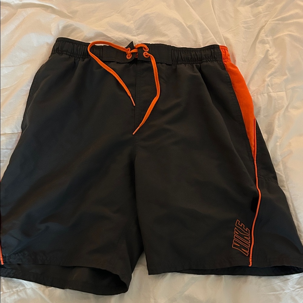 Nike Dark Gray Swimsuit with Orange Highlights